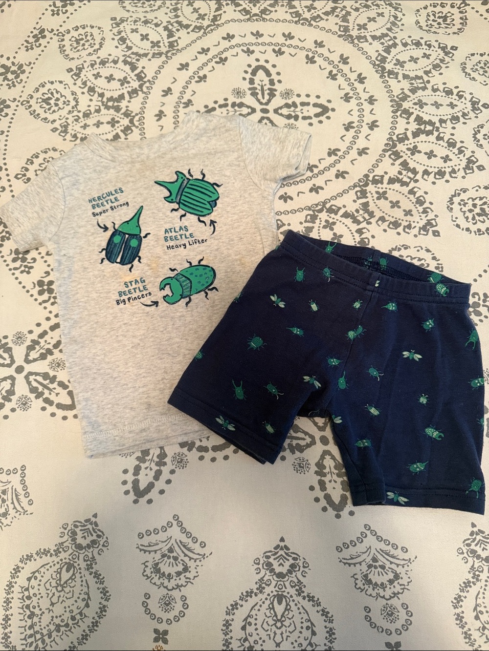 Beetle Graphic Tee & Shorts Pajama Set - Size 18 Months